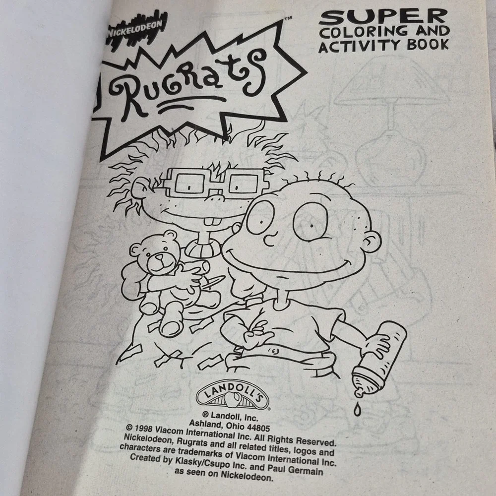 Vintage 1998 RUGRATS Coloring Book Nickelodeon Viacom  Cartoon Chuckie Tommy